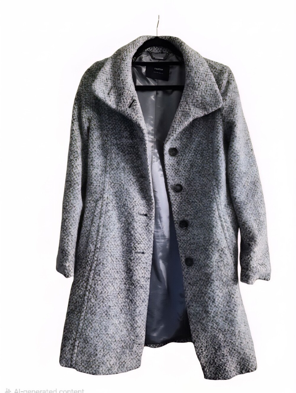 Taifun Outerwear Women's Gray Textured Single-Breasted Coat Wool Blend